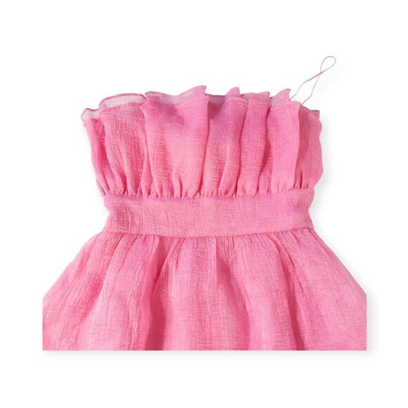 Day & Moon Pink Ruffled Strapless Dress SZ S Barbie Coquette - Picture 2 of 9